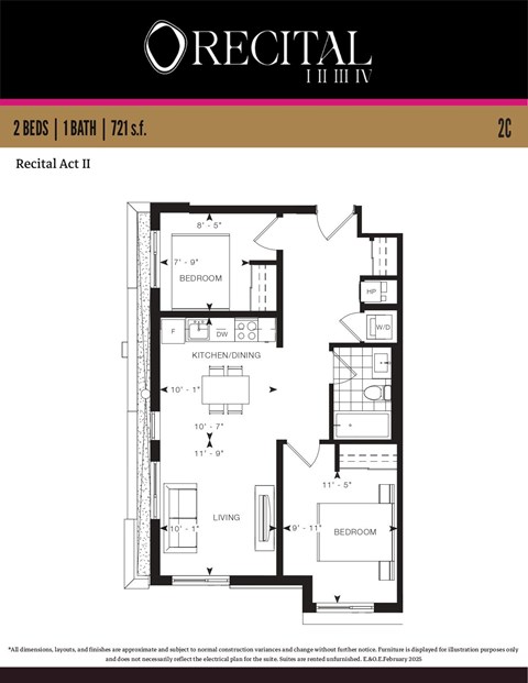 A floor plan for the Recital Act II apartment.